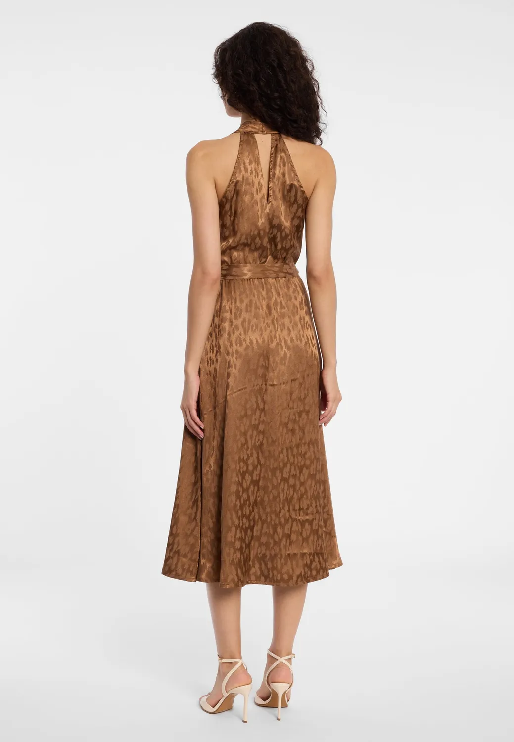 Ana Alcazar Dasha abito midi halterneck marrone