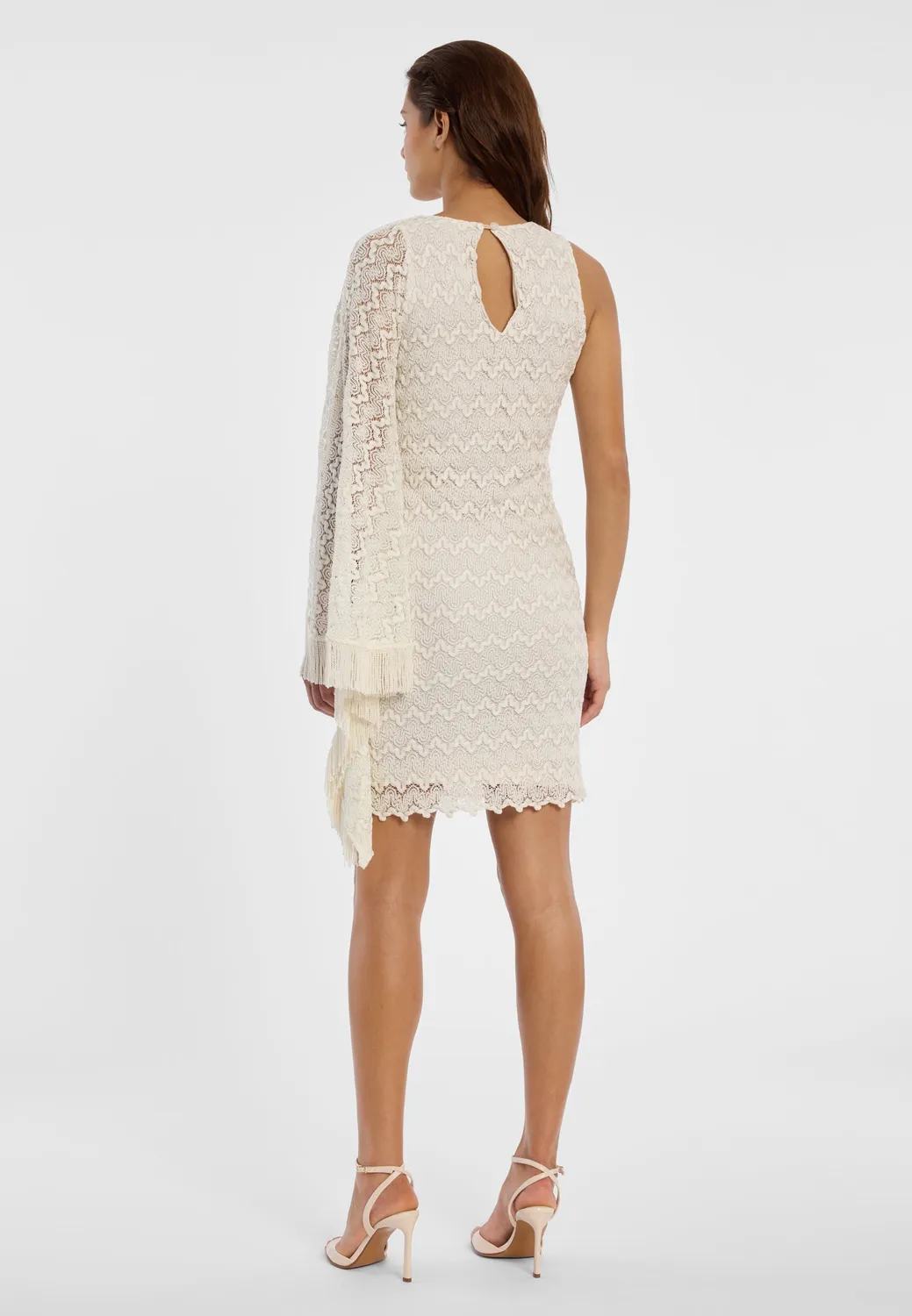 Ana Alcazar Dillu abito monospalla bianco corto maglia