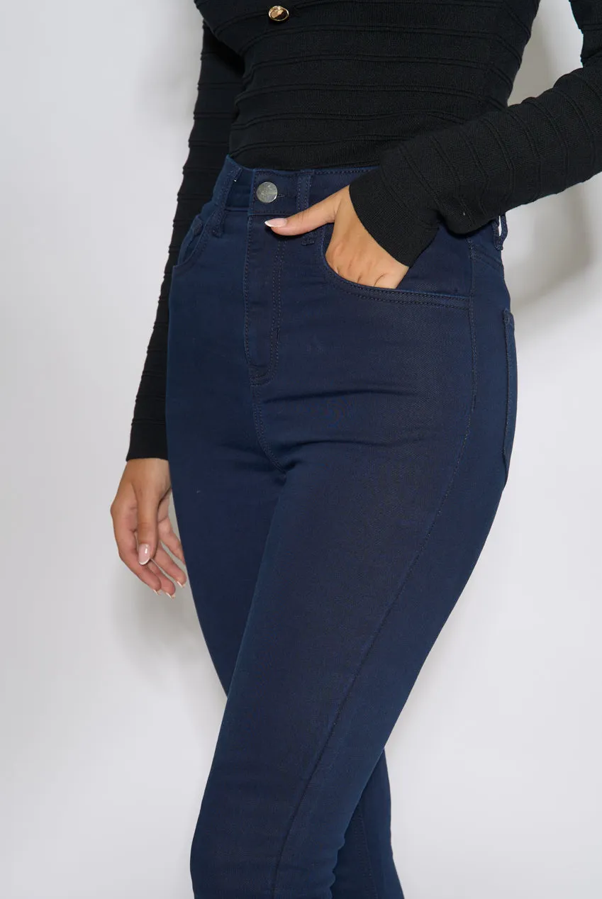 Gini London jeggings slim blu navy elasticizzati