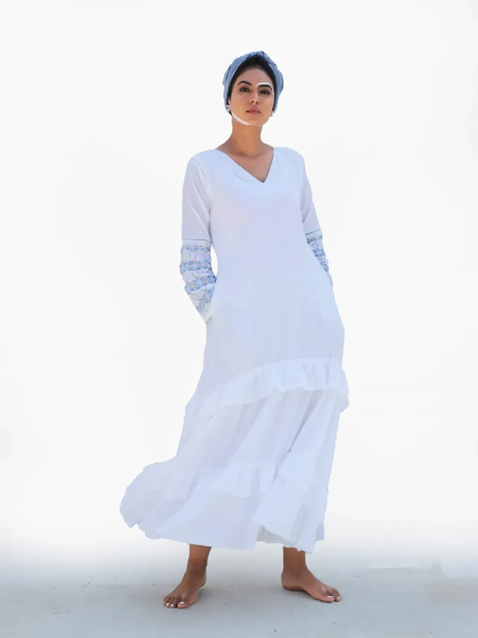 Our Dve Roza Mihr abito lungo bianco cotone