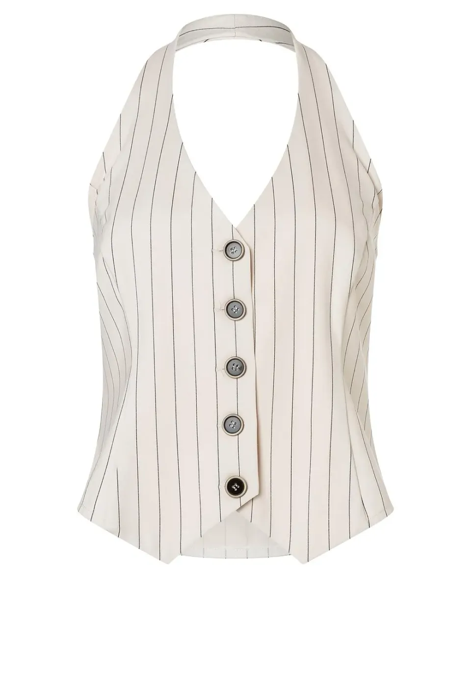 Ana Alcazar Zassa gilet ecru gessato scollo halter