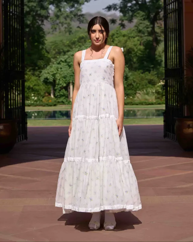 Our Dve Donna abito bianco spalline chanderi