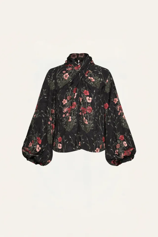 Johanna Ortiz Intricate Islands top jacquard nero rosso