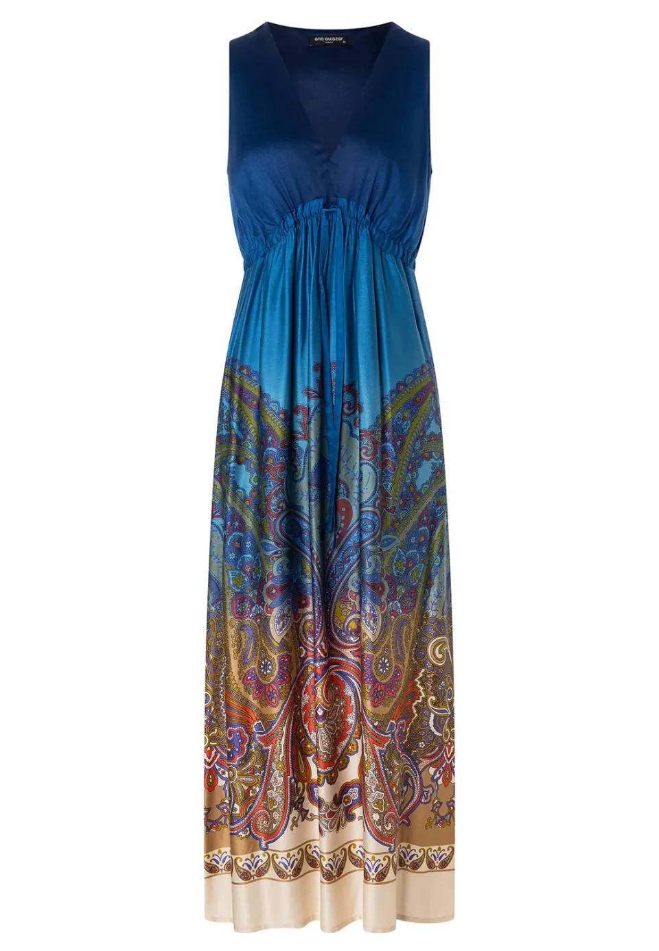 Ana Alcazar Pamosa abito midi blu motivo paisley