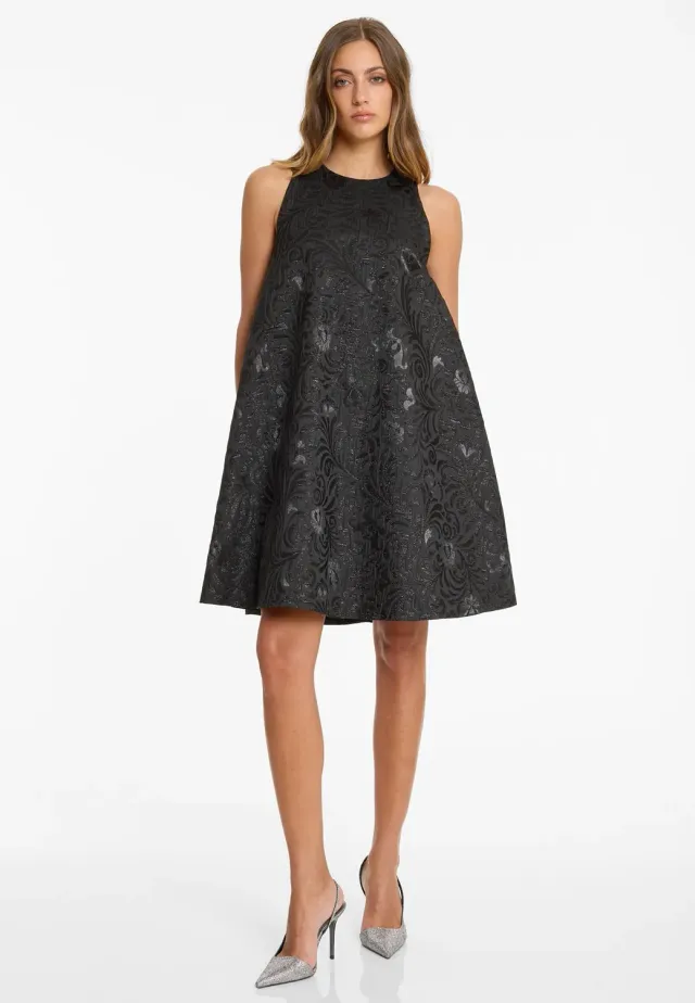 Ana Alcazar Absila Vestito Broccato Nero Floreale