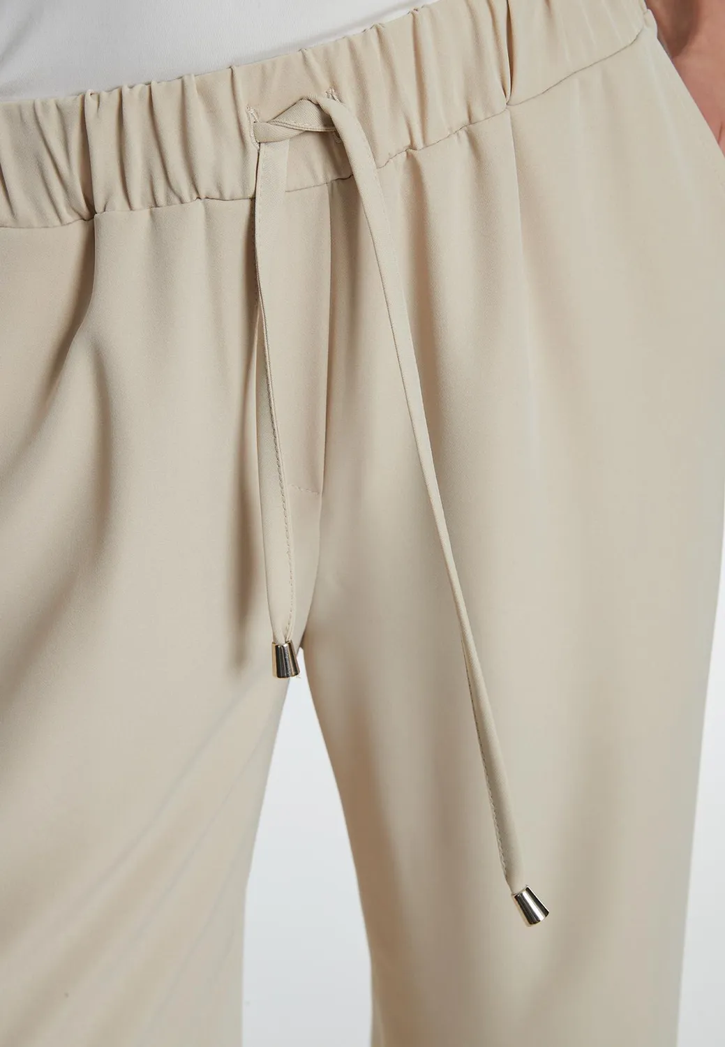 Ana Alcazar Ramira pantaloni beige viscosa vita elastica