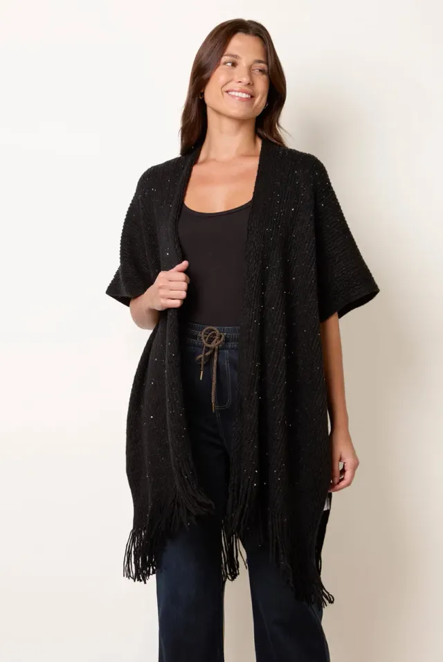 Blue Vanilla Sequin cardigan nero maniche corte