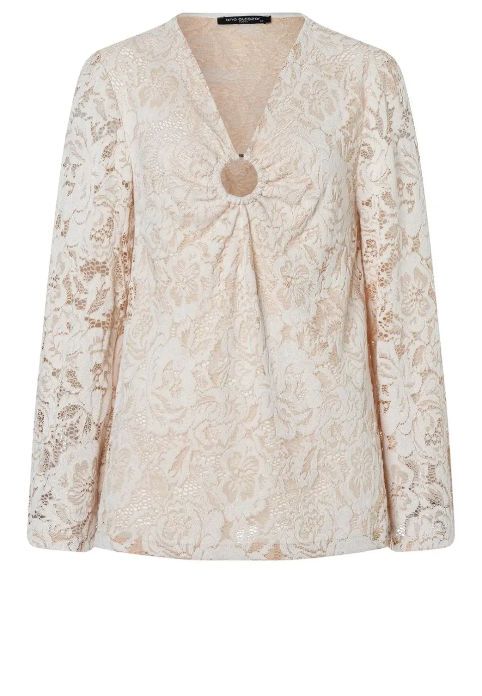 Ana Alcazar Zakora top pizzo beige scollo a V