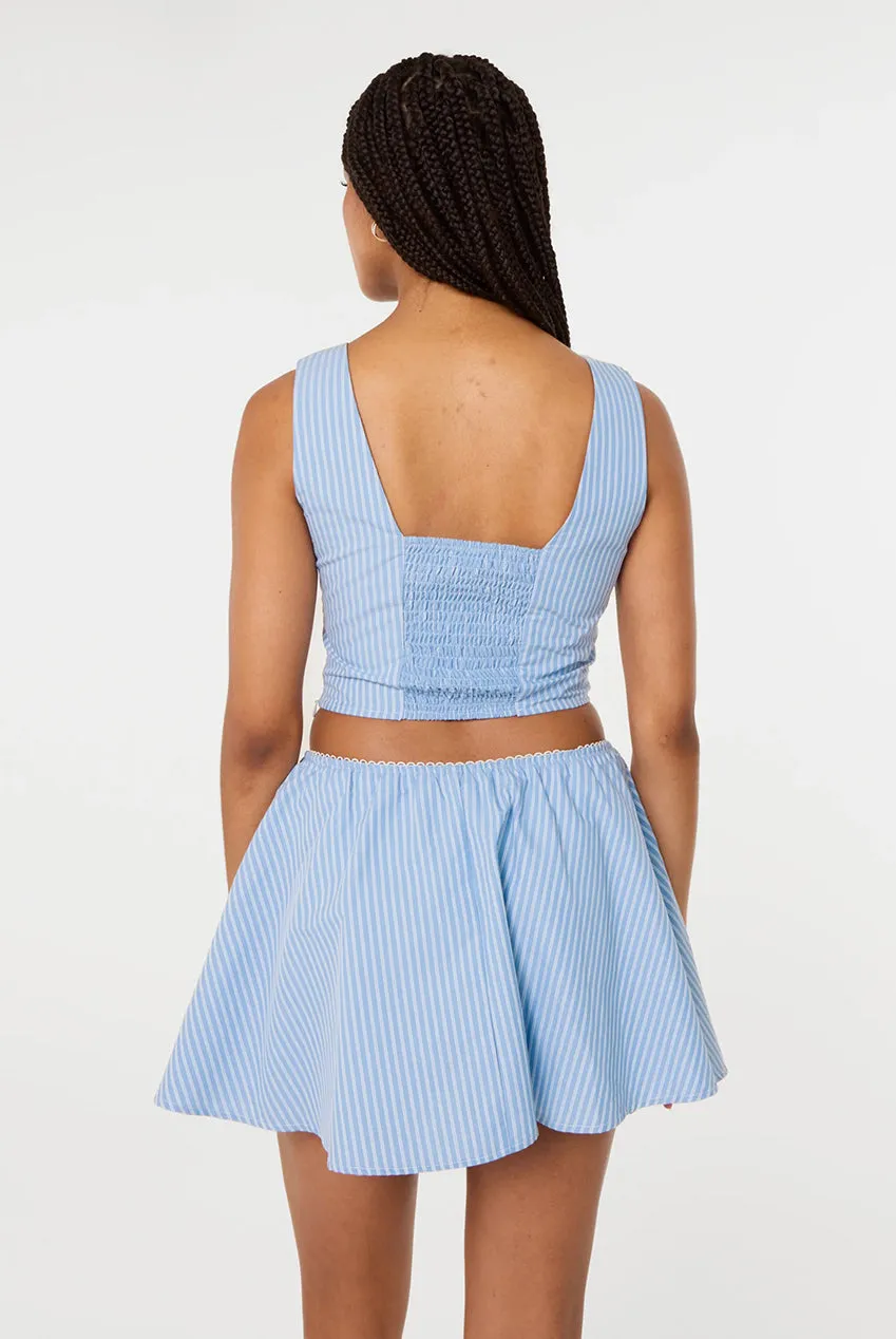 Pink Vanilla Stripe Shirred crop top blu S cotone