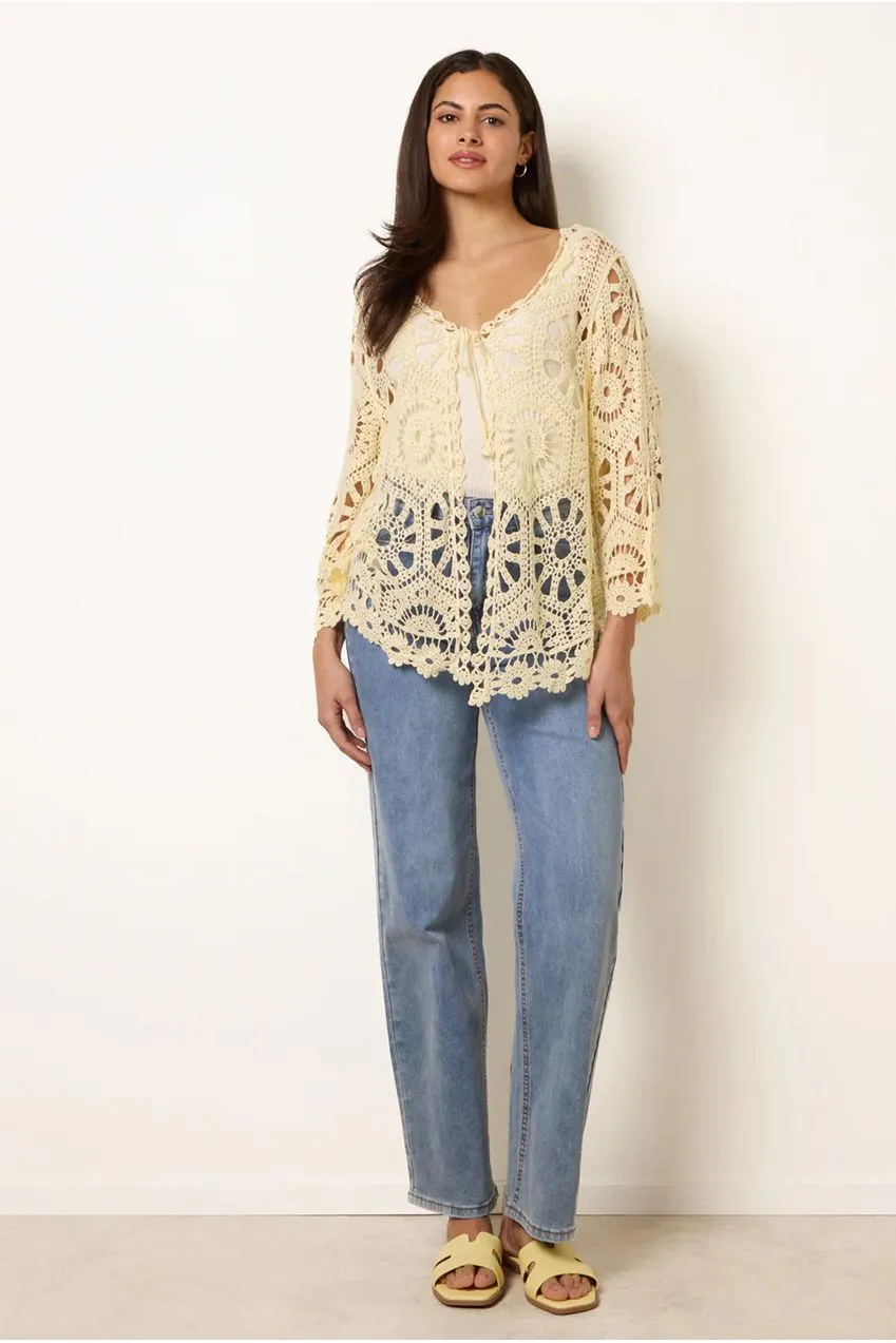 Blue Vanilla Crochet cardigan giallo limone cotone