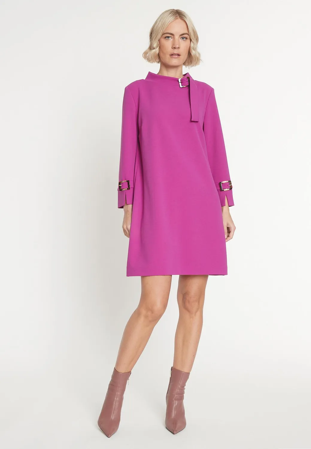 Ana Alcazar Mebia abito crepe viola anni 60