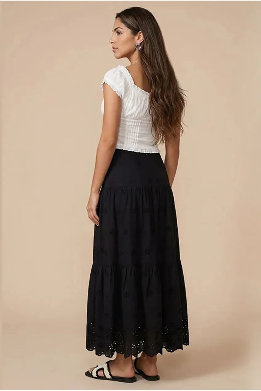 Urban Bliss Broderie gonna maxi nera sangallo