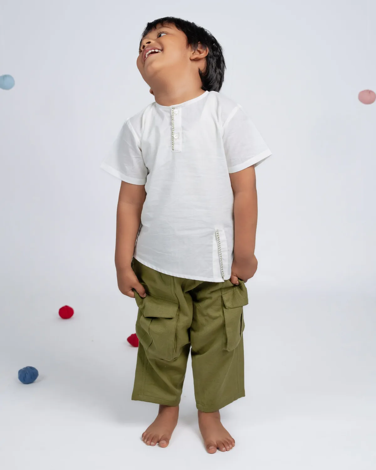 Our Dve Signature Boy completo bimbo cotone bianco verde