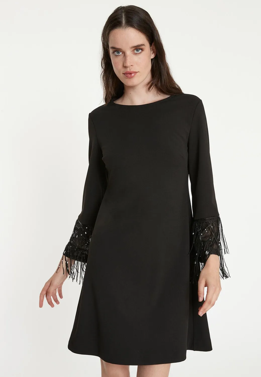 Ana Alcazar Tabara abito cocktail nero paillettes