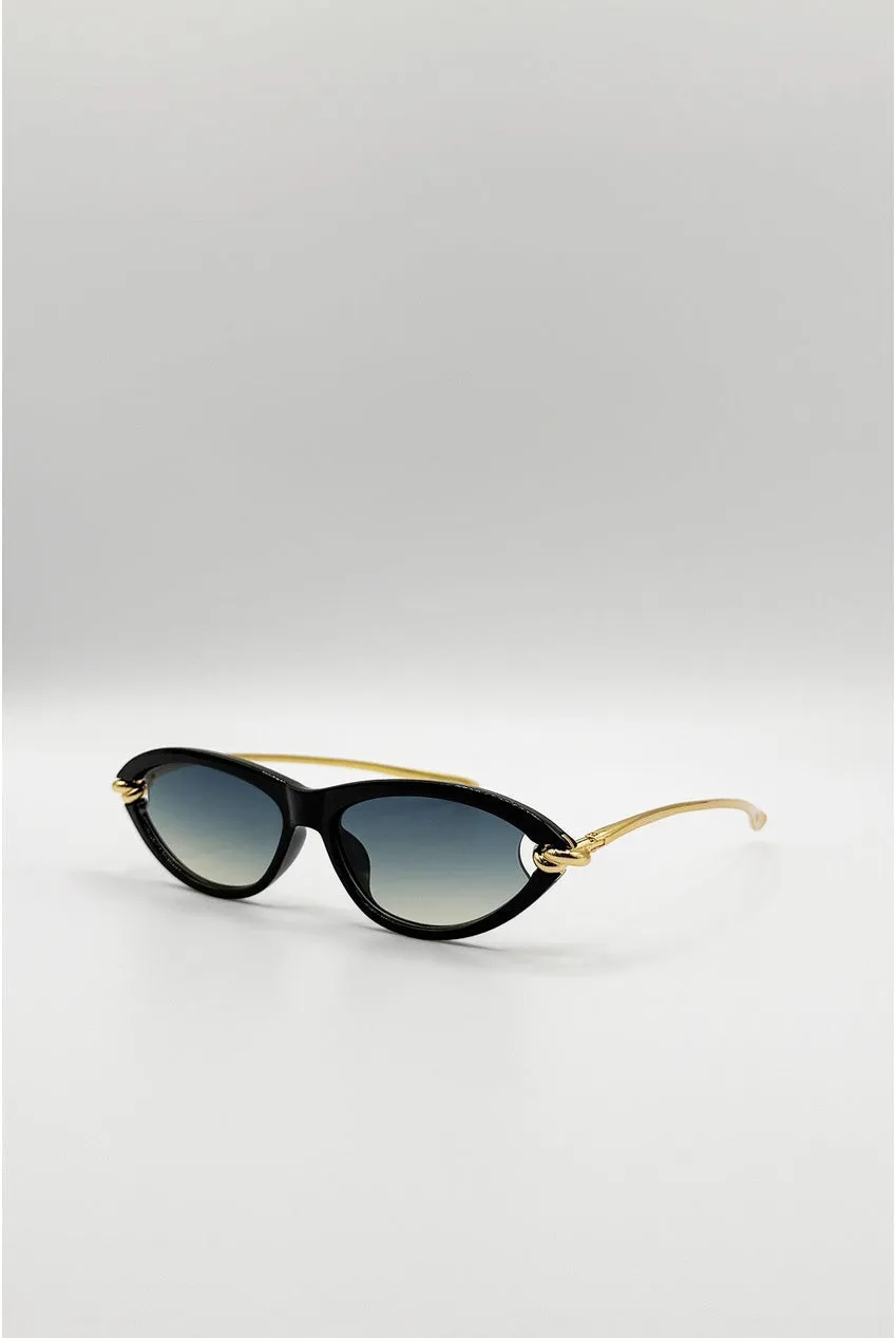SVNX Bold Oval Angular occhiali da sole neri UV400