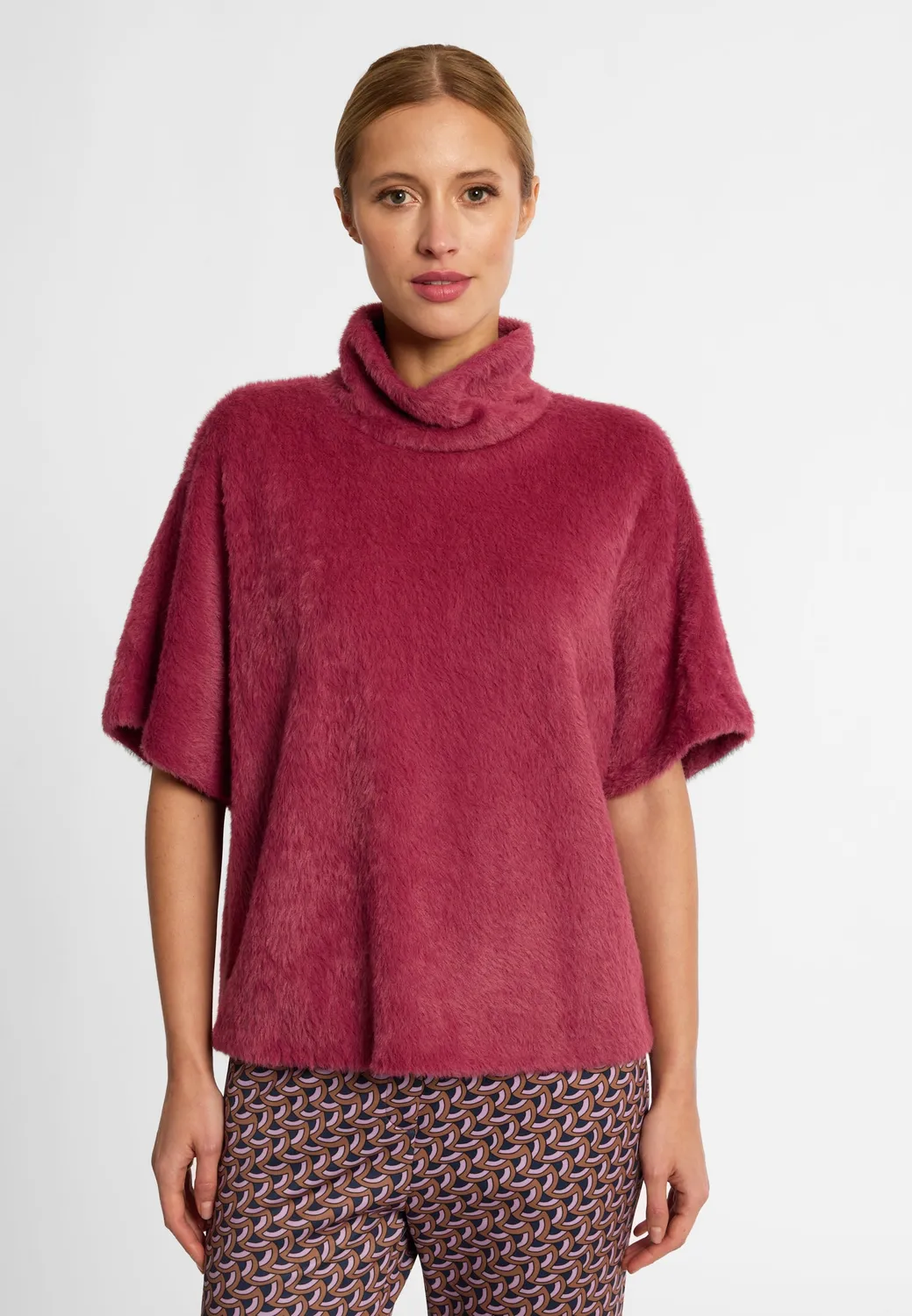 Ana Alcazar Enirea maglione peluche bordeaux maniche corte