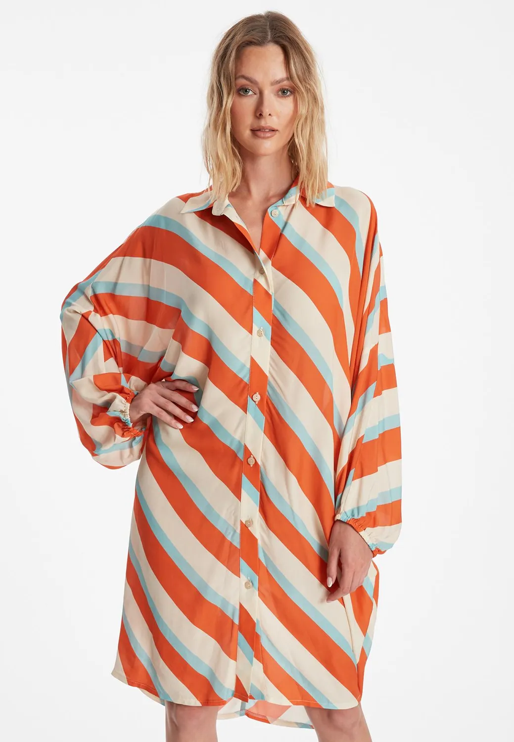 Ana Alcazar Zedaja abito camicia righe viscosa