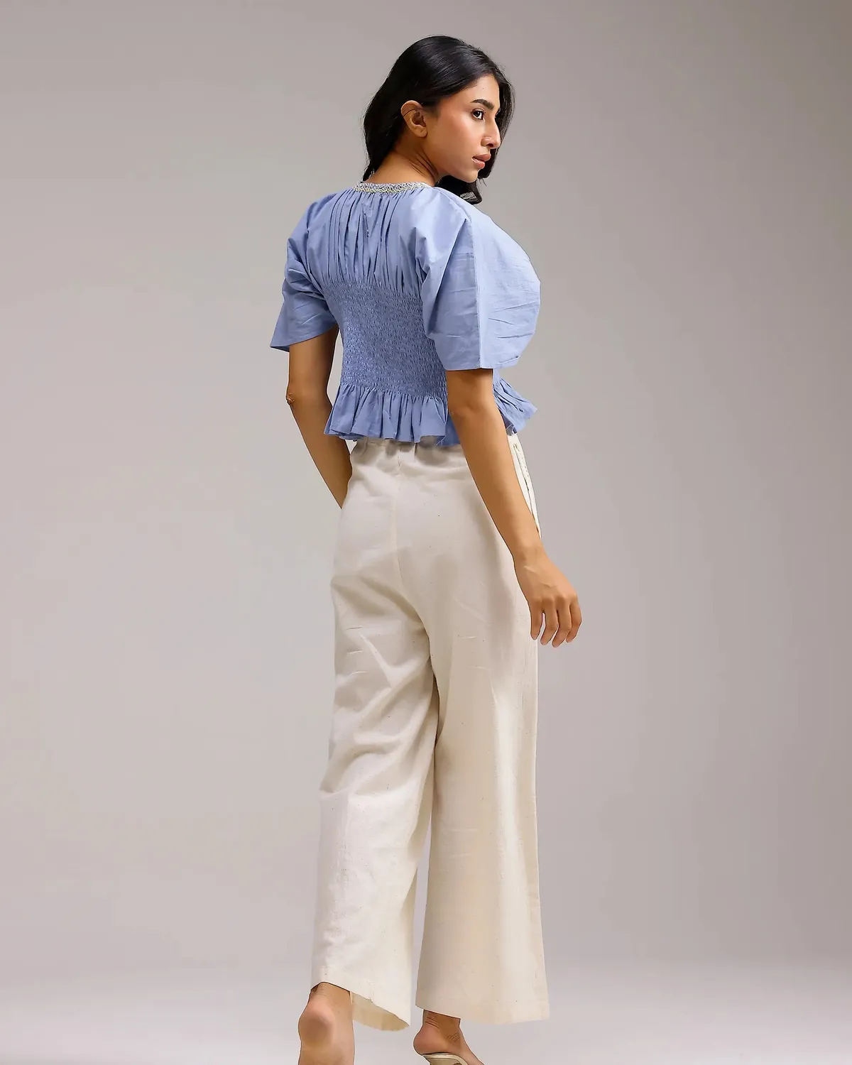 Our Dve Peplum Top smock azzurro taglia unica