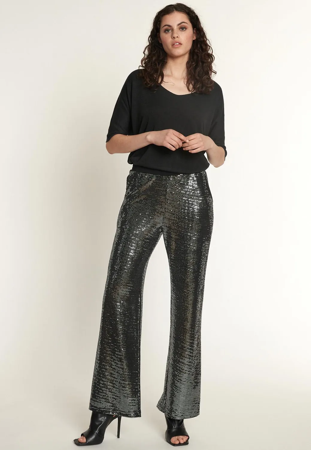 Ana Alcazar Ofyna pantaloni argento paillettes dritti