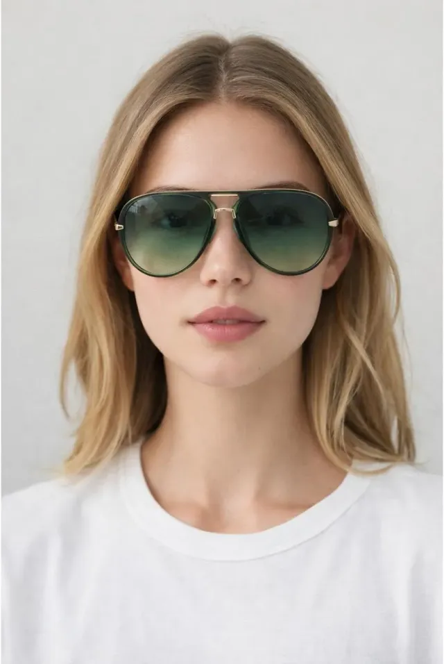 SVNX Bold Aviator occhiali da sole verdi metallo oro