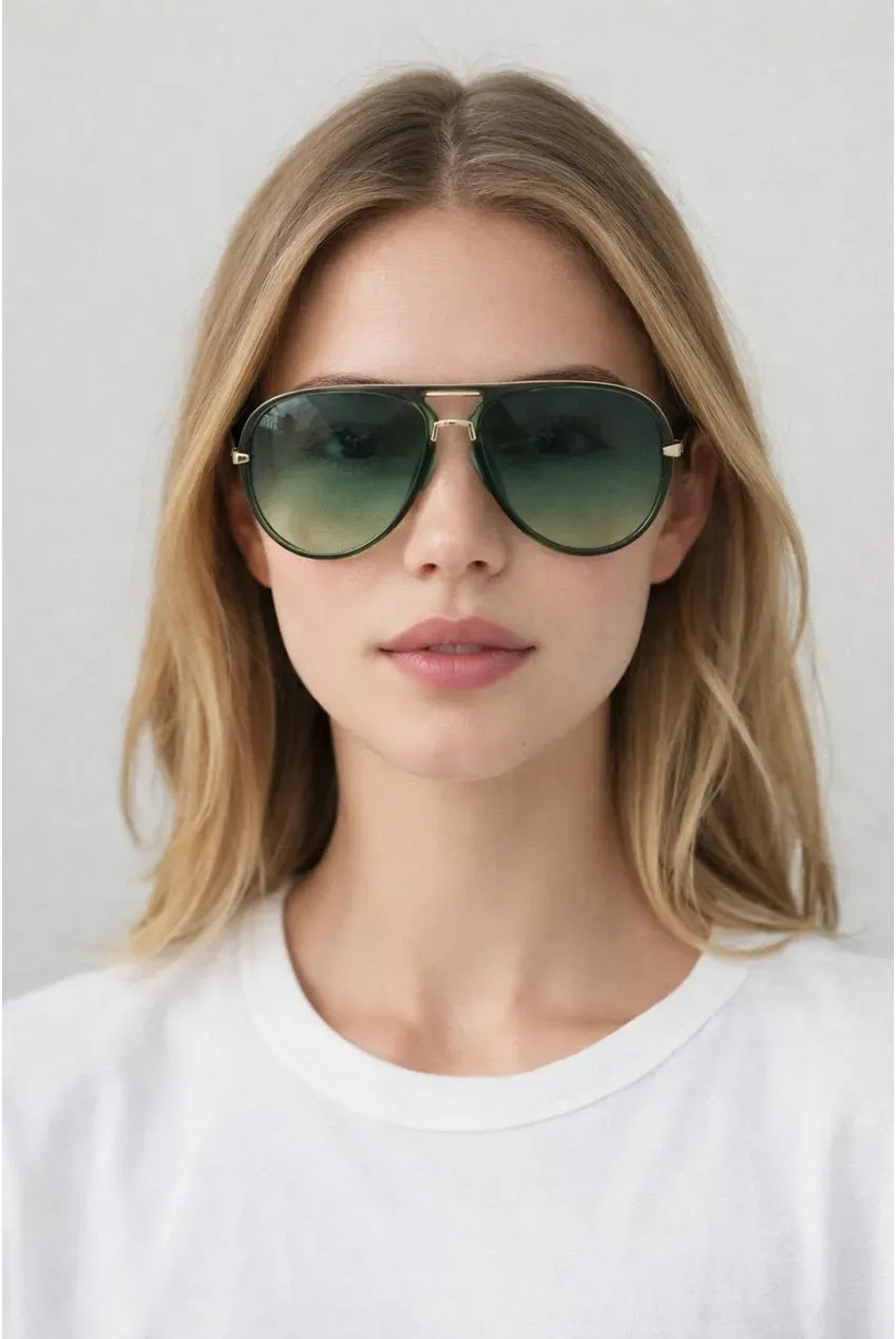SVNX Bold Aviator occhiali da sole verdi metallo oro