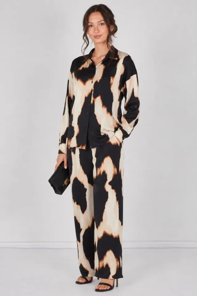 Love Sunshine Abstract completo nero camicia e pantaloni