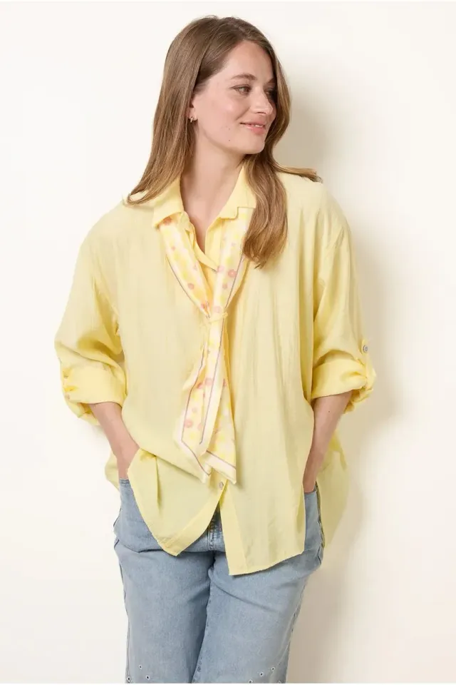Blue Vanilla Scarf Viscose camicia giallo limone manica lunga