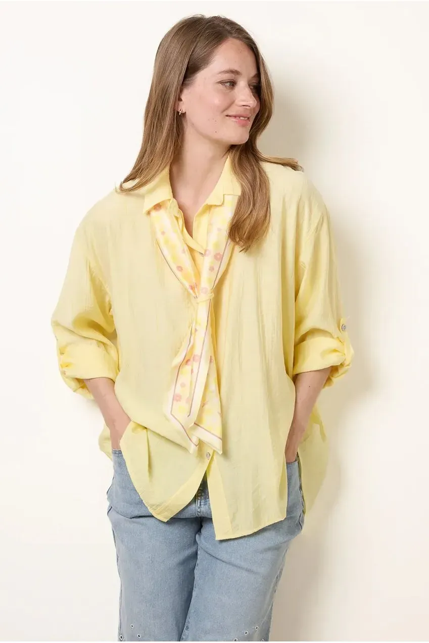 Blue Vanilla Scarf Viscose camicia giallo limone manica lunga