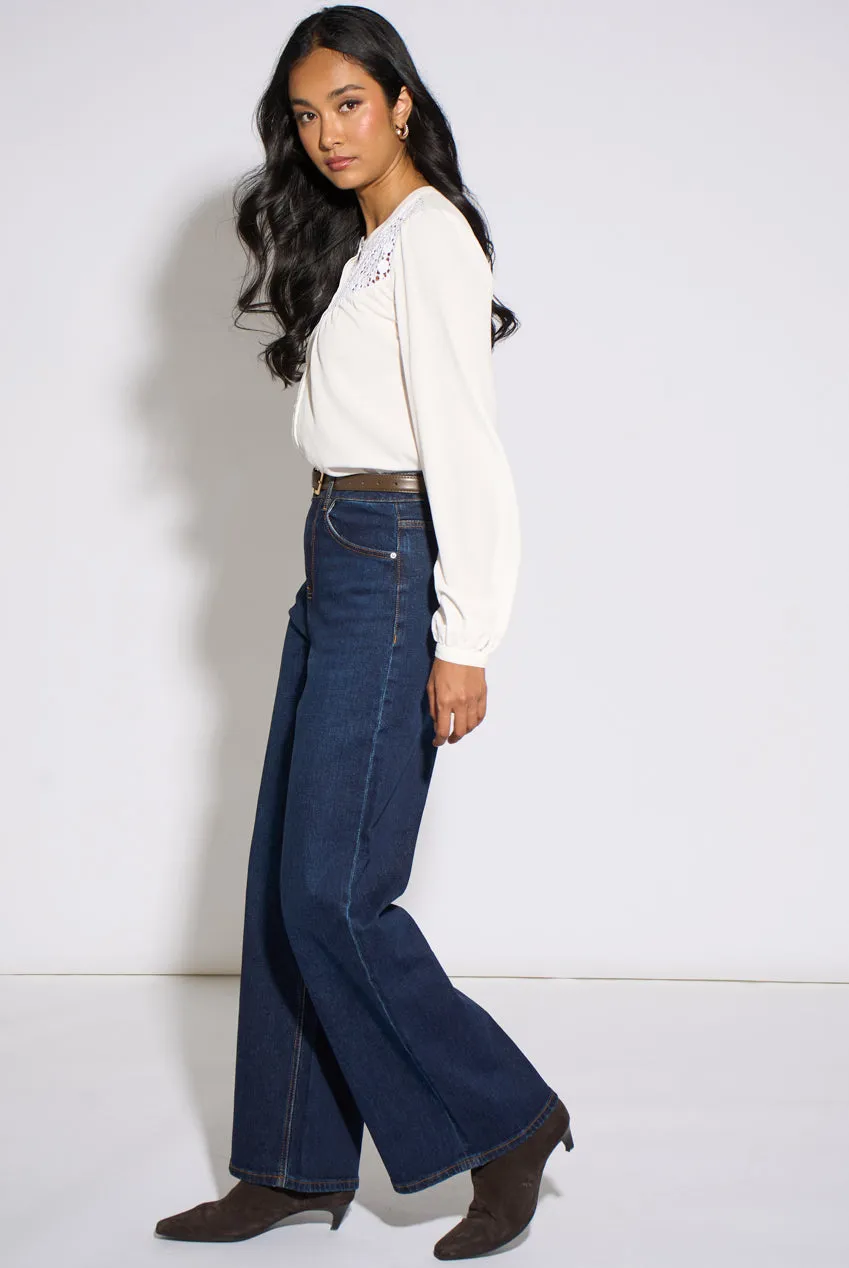 Gini London Broderie camicetta bianca cotone