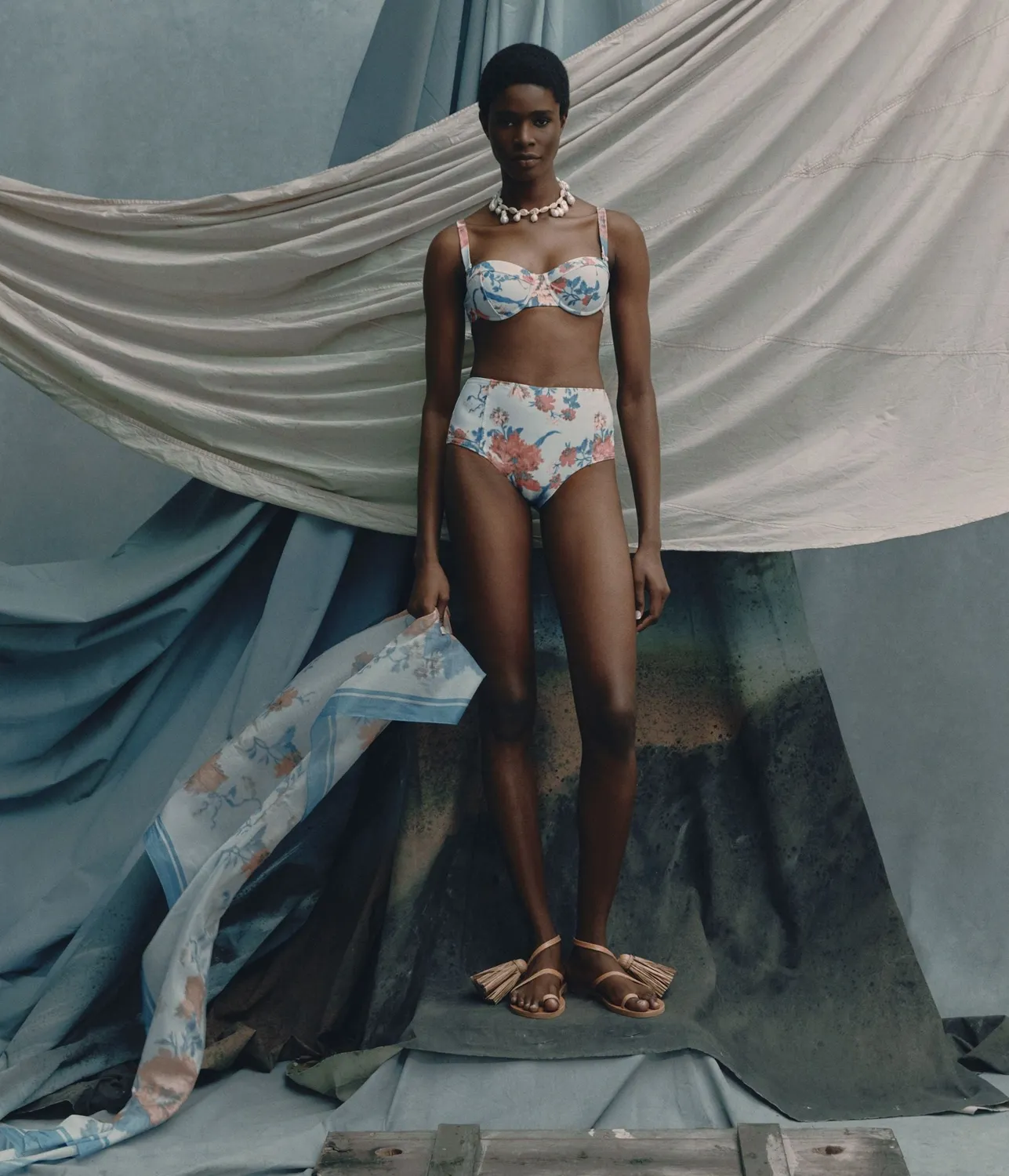 Erdem Floral pareo voile stampa papaveri blu