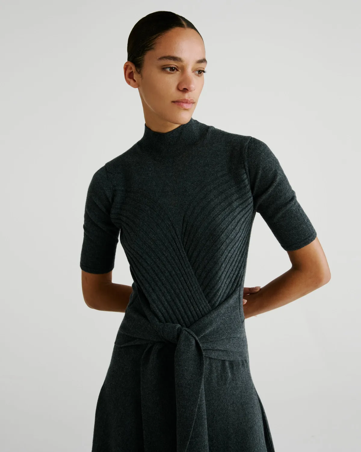 Violante Nessi Takashi abito in maglia grigio lana merino