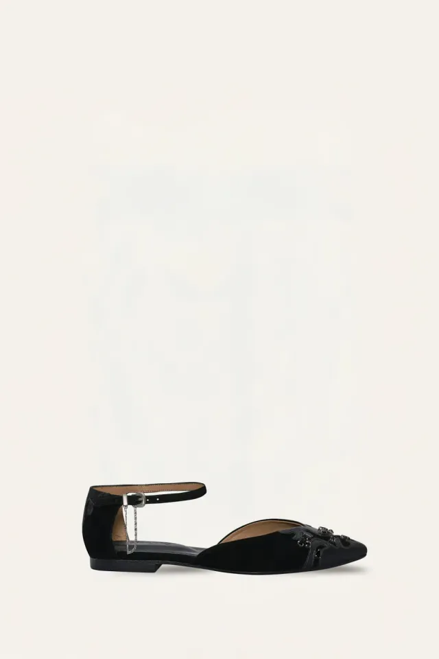 Johanna Ortiz Moonlit Canopy ballerine nere pelle fibbia