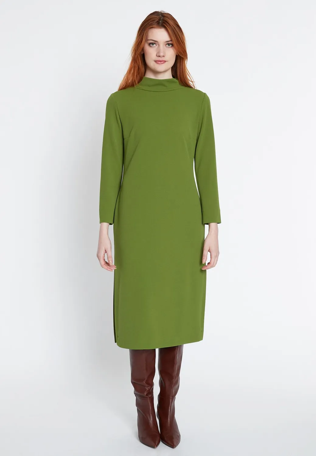 Ana Alcazar Sifora abito midi verde mela maniche lunghe