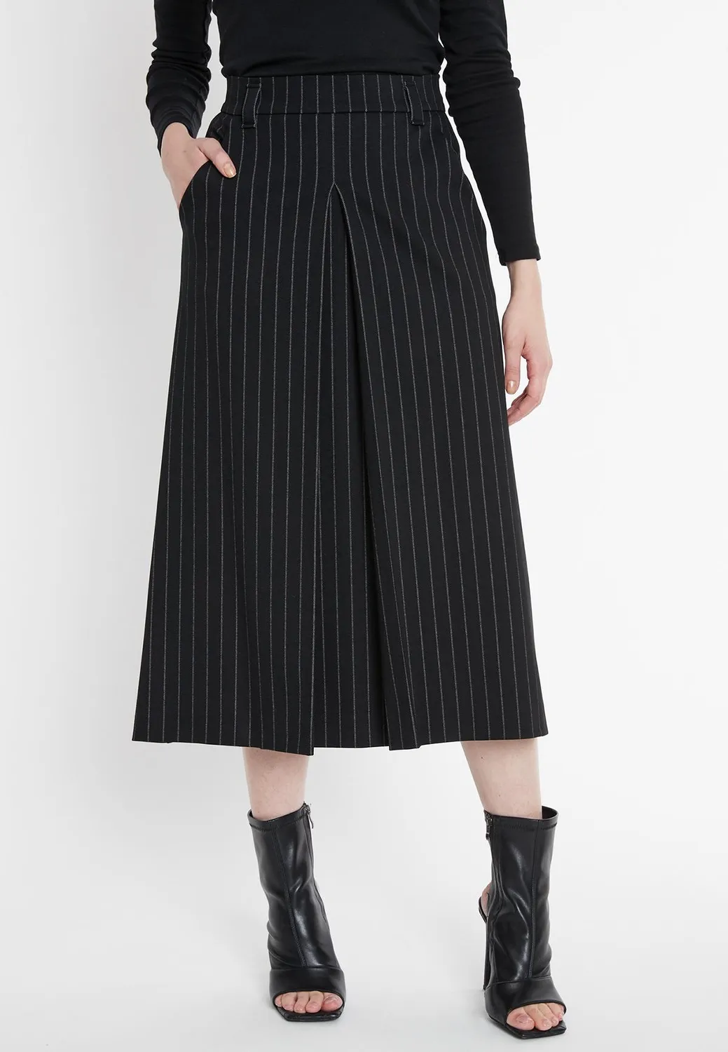 Ana Alcazar Soma gonna midi gessato jersey svasata