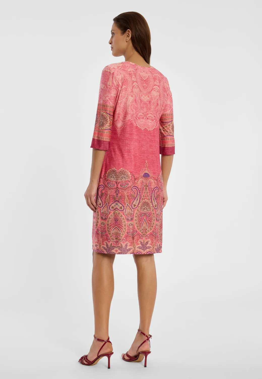 Ana Alcazar Dheen abito tunica rosa paisley scollo V