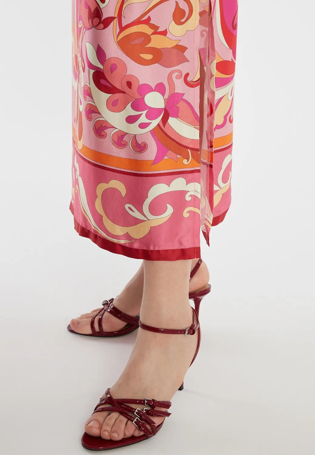 Ana Alcazar Zemia abito lungo rosa satin