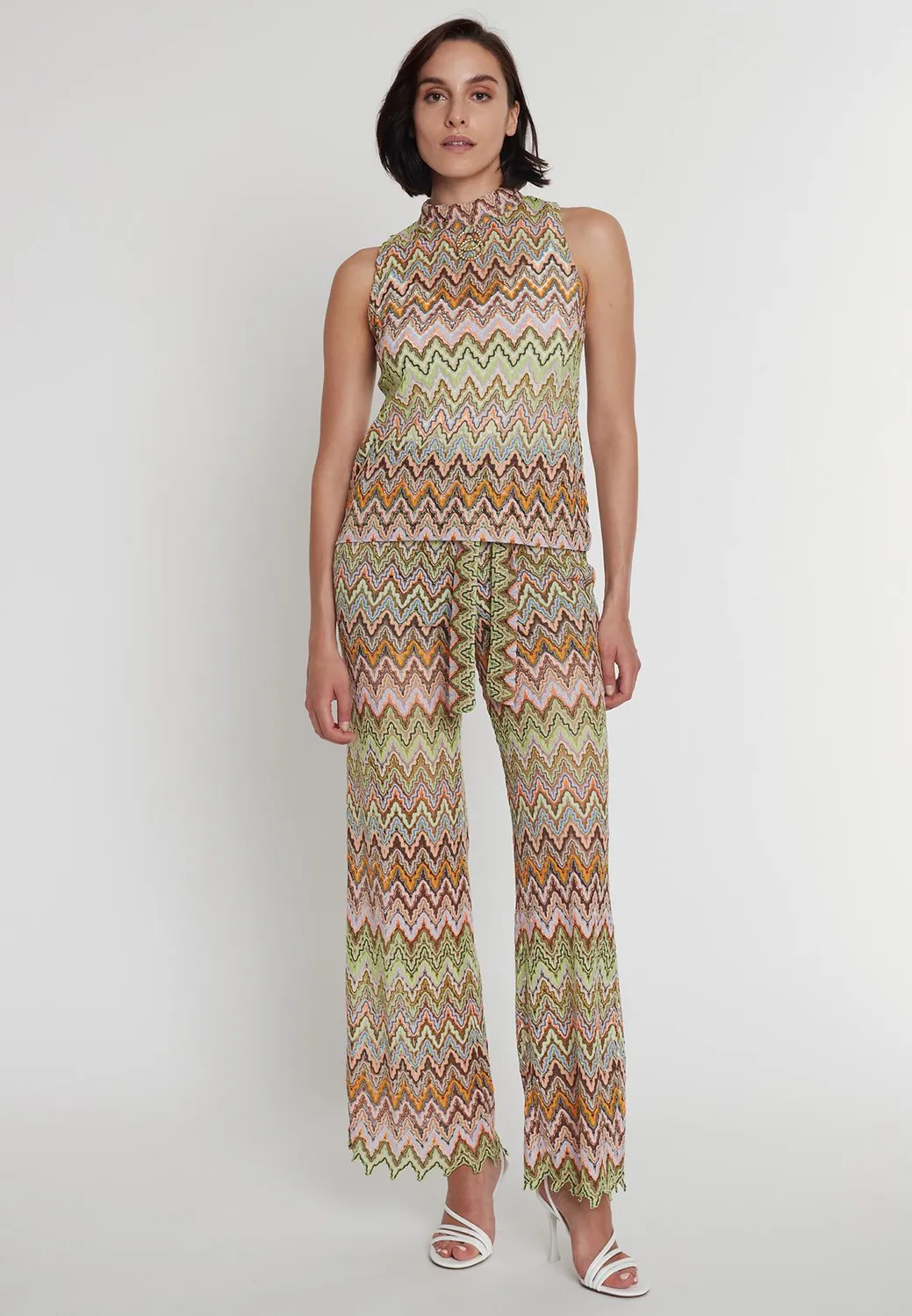 Ana Alcazar Posyda pantaloni maglia svasati fantasia