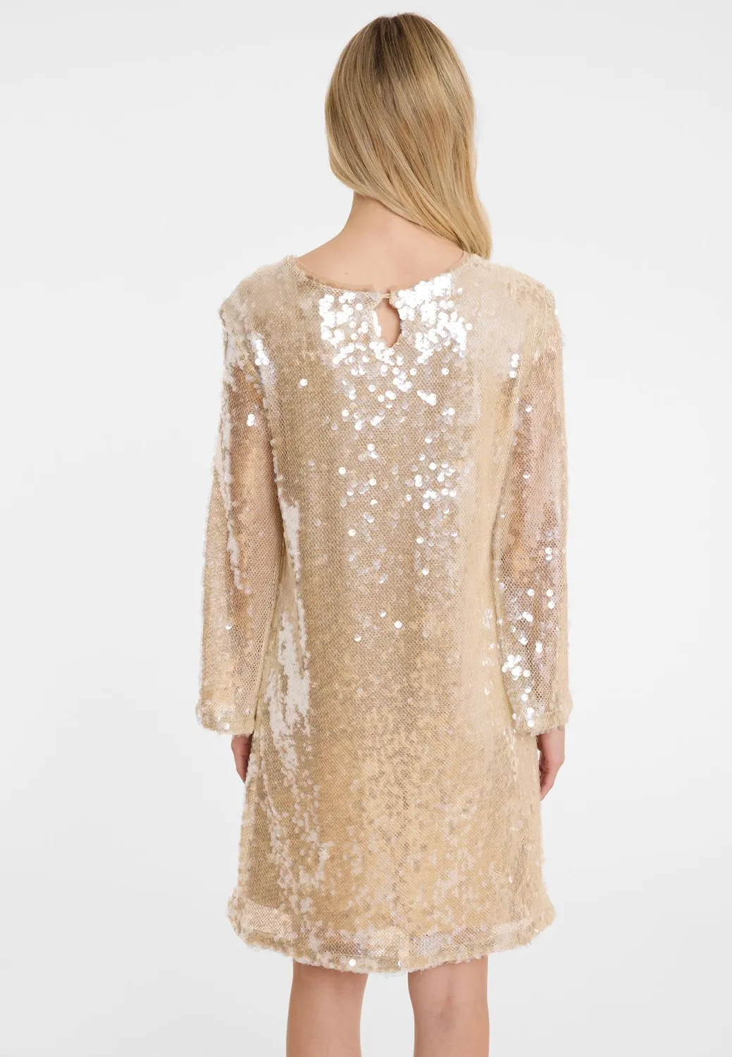 Ana Alcazar Abdea abito paillettes champagne A-line