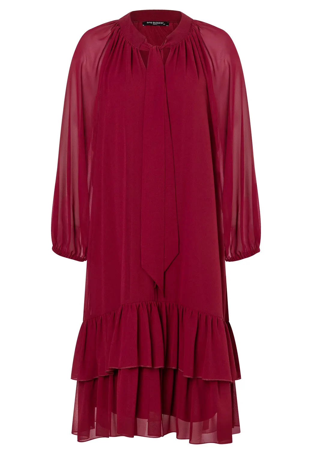 Ana Alcazar Cosea abito midi chiffon bordeaux