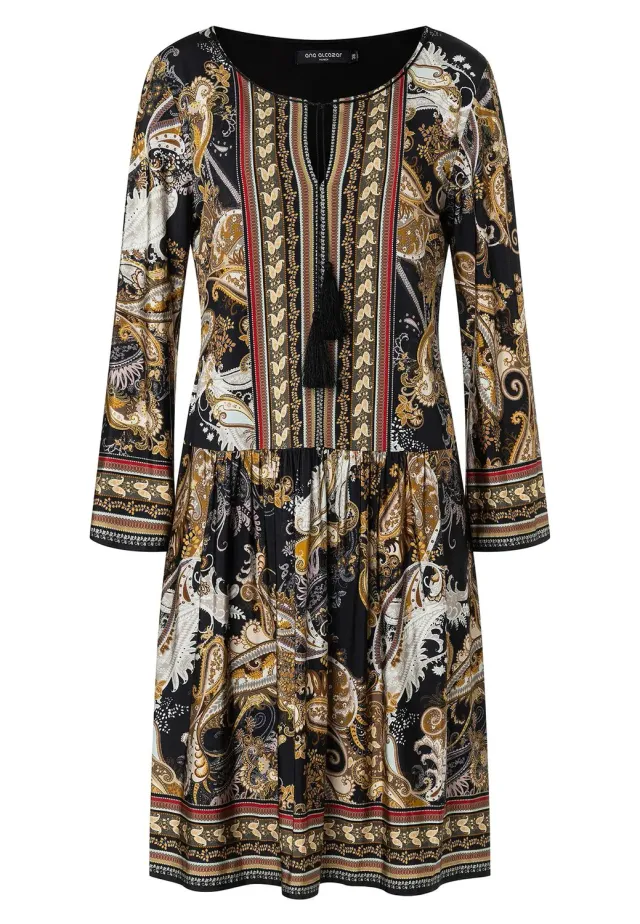 Ana Alcazar Hibena abito paisley con volant midi