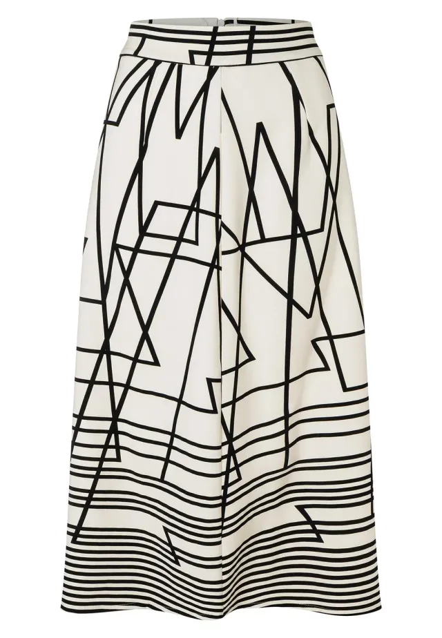 Ana Alcazar Mahra gonna midi bianco nero grafica ufficio