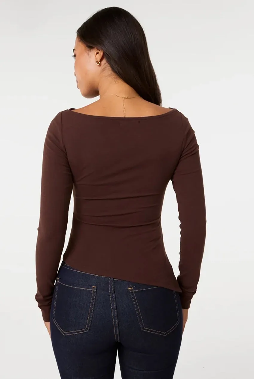 Pink Vanilla Asymmetric top scollo barca cioccolato