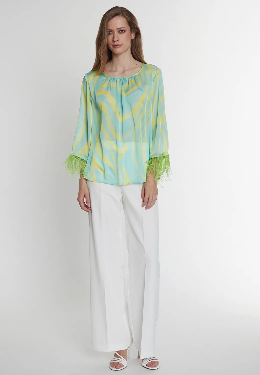 Ana Alcazar Pedmi camicetta chiffon animalier verde