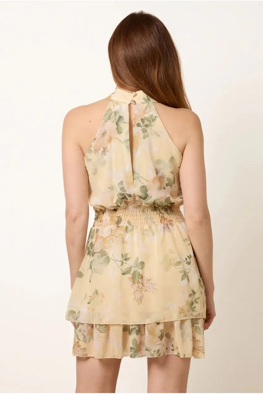 Blue Vanilla High Neck abito mini giallo limone
