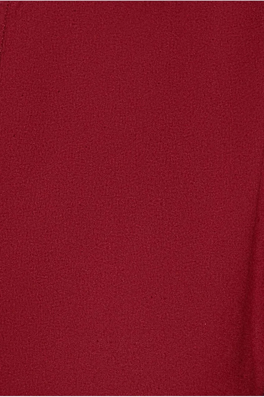Goddiva Tiered Shirt abito midi wine cintura cotone