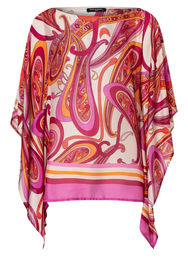 Ana Alcazar Wegosa top chiffon crema fantasia paisley ampio