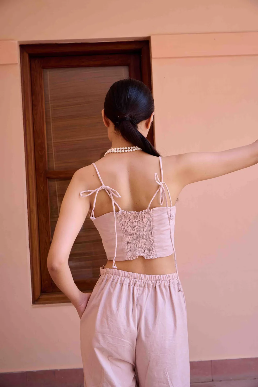 Our Dve Alfie set coordinato rosa top pantaloni cotone