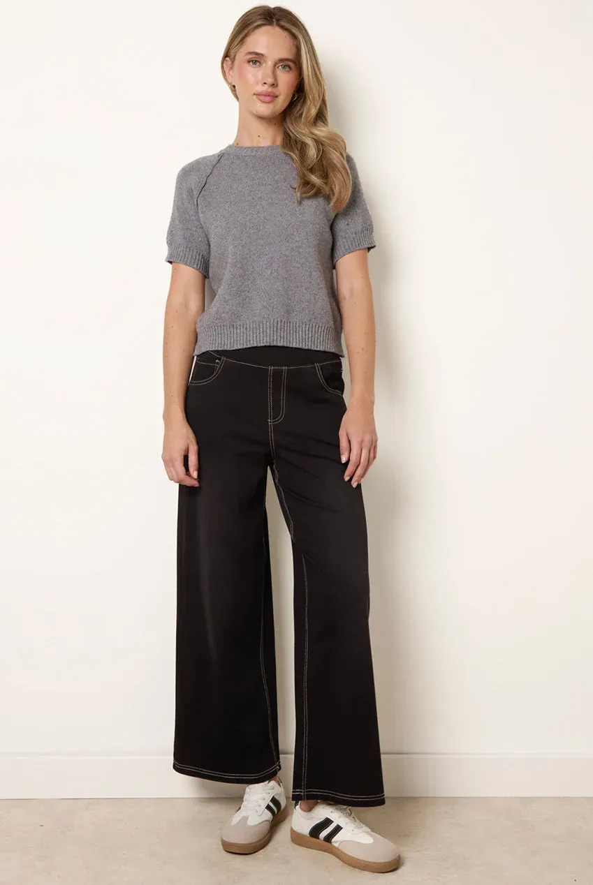 Goddiva Blue Vanilla Stretch Jeans neri vita elastica flare