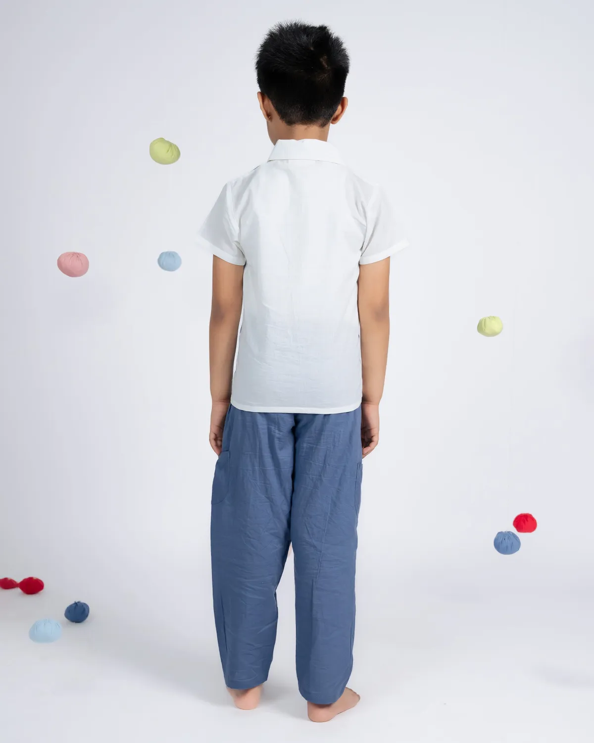 Our Dve Urban Boy camicia bambino bianco blu cotone