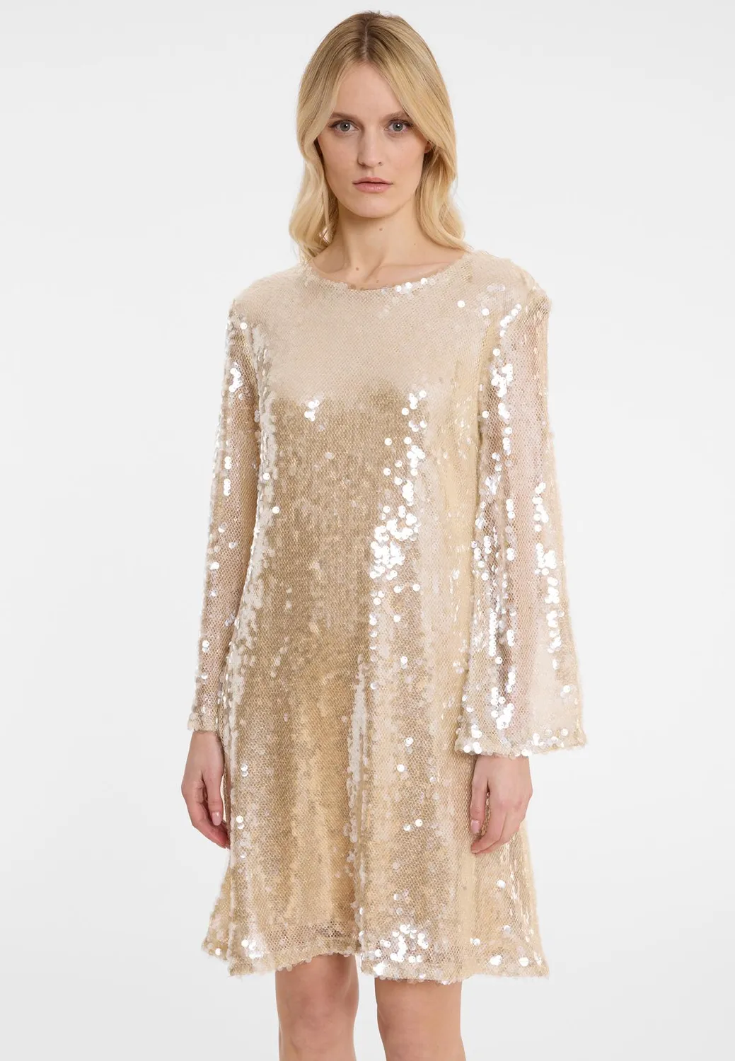 Ana Alcazar Abdea abito paillettes champagne A-line
